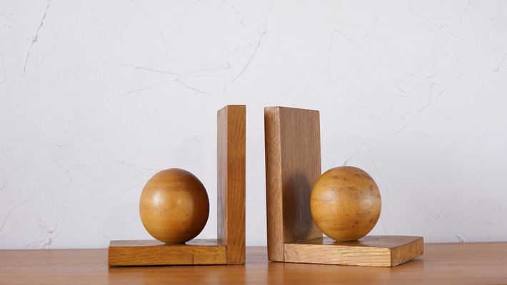 Mid-Century Wooden Bookends, Set of 2