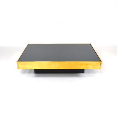 French Brass Mirror Glass Coffee Table By Rizzo For Brass Mirror Glass Coffee Table