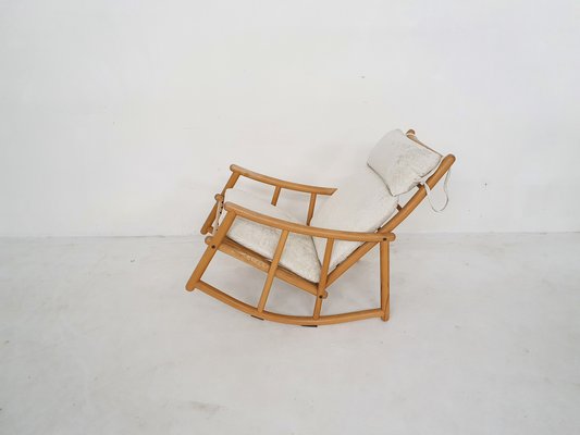 Scandinavian Modern Birch Spindle Rocking Lounge Chair, 1960s for