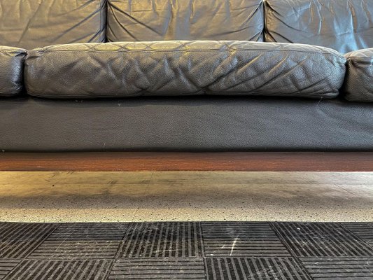 Mid Century Leather and Teak Sofa Gotland from Ikea Sweden 1967