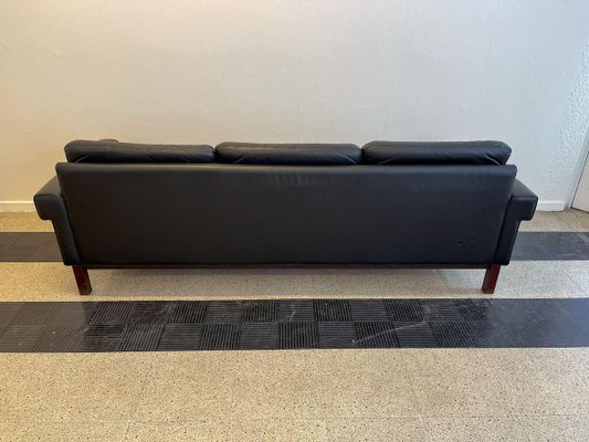 Mid Century Leather And Teak Sofa, Ikea Leather Mat