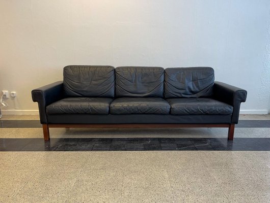 Mid Century Leather And Teak Sofa, Ikea Grey Leather Sofa