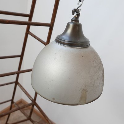 Large Antique Mercury Glass Reflector Pendant Lamp for sale at Pamono