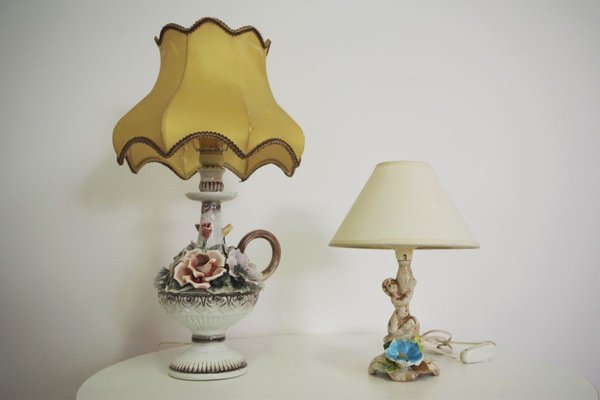 Floral Table Lamps From Abat Jour 1950s Set Of 2 For Sale At Pamono