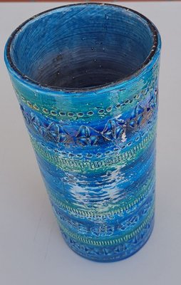 Italian Rimini Blue Vase from Bitossi, 1960s for sale at Pamono