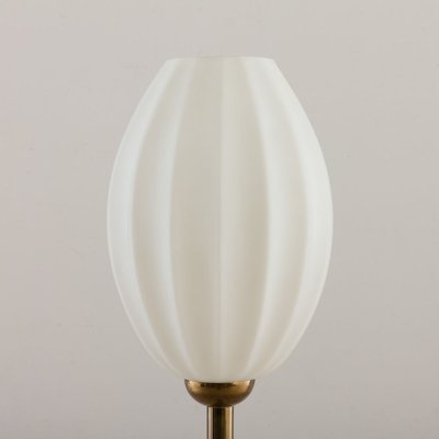 Italian Brass Floor Lamp With Tulip, Standing Lamp Glass Shade