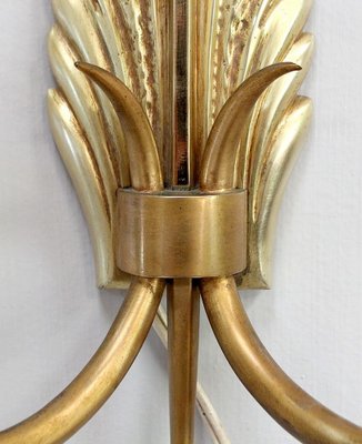 1880′ Paire D'appliques En Bronze Doré à Décor Floral 5 Bras