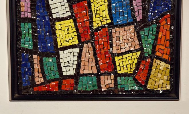60er Jahre Italienische Keramik und geschmolzenes Glas Mosaik