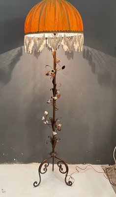 Porcelain Flower Floor Lamp, Antique Porcelain Flower Lampshade