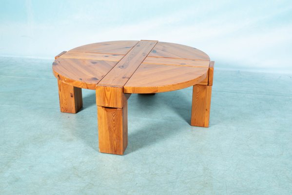 Vintage Scandinavian Round Pine Coffee Table For Sale At Pamono