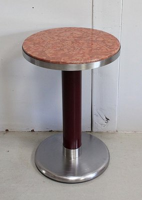 Tavolino rotondo piccolo in acciaio inossidabile spazzolato, anni '20 in  vendita su Pamono