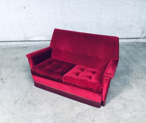 Hollywood Regency Style Fuchsia Velvet 2-Seat Sofa with Fringe