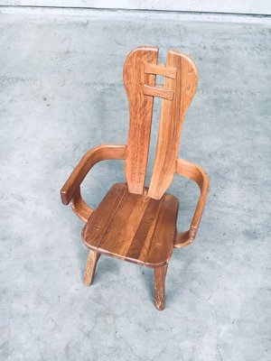 Brutalist Oak Dining Armchair by De Puydt, Belgium, 1960s for sale