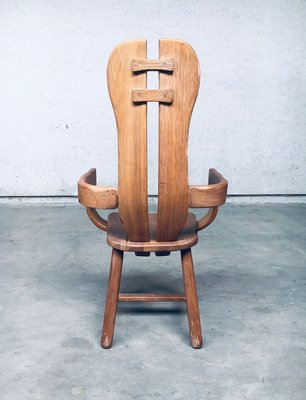 Brutalist Oak Dining Armchair by De Puydt, Belgium, 1960s for sale