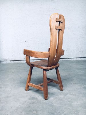 Brutalist Oak Dining Armchair by De Puydt, Belgium, 1960s for sale