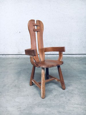 De Puydt チェア Brutalist Oak Dining Armchair by De Puydt, Belgium, 1960s for sale