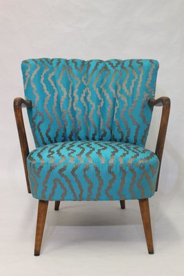 Vintage Armchair with Embroidered Fabric, 1950s for sale at Pamono