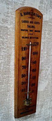 Thermomètre ancien en bois - Ma valise en carton
