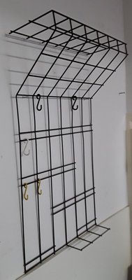 Vintage Black Painted Iron Wire Wall-Mounted Coat Rack with 5