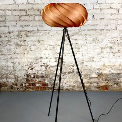 Quiescenta Tripod Floor Lamp In Cherry, Cherry Wood Floor Lamps