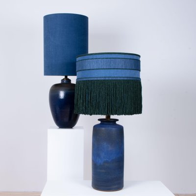 Silk Lampshades By René Houben 1960s, Blue Table Lamp Shades Only