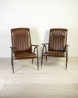 Vintage Metal And Leather Chairs 1970s, Metal And Leather Chairs