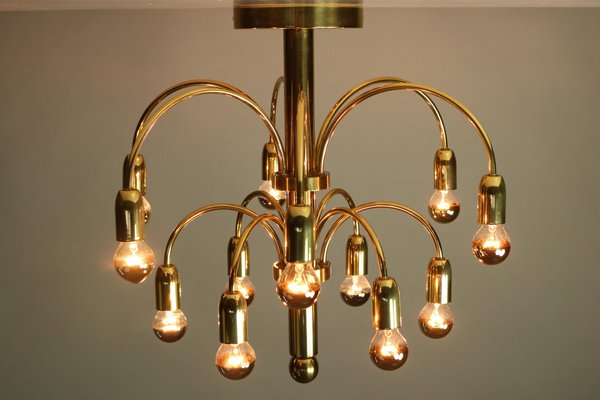 Vintage 12-Light Chandelier by Gaetano Sciolari, 1970s for sale at