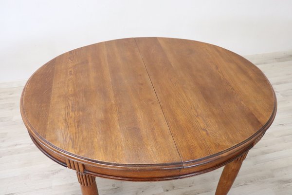 Extendable Oval Oak Dining Table 1930s, Round Table Extending To Oval