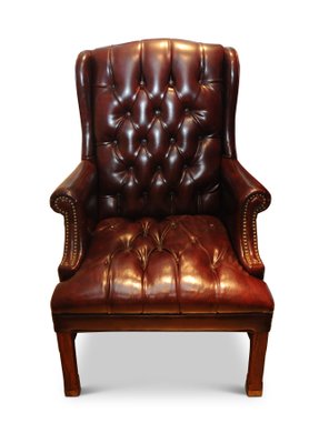 George Iii Deep Oned Oxblood, Oxblood Leather Chair