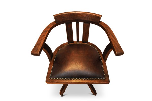 Brown Leather Swivel Desk Chair, Antique Leather Swivel Chair