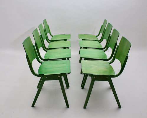 Vintage Green Stacking Dining Chairs by Roland Rainer Vienna