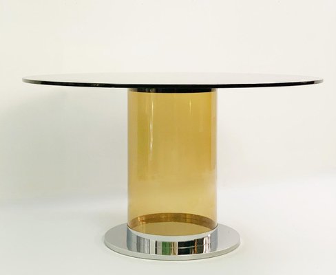 Italian Dining Table In The Style Of, Round Glass Dining Table Brass Base
