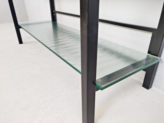 Metal etagere cheap glass shelves