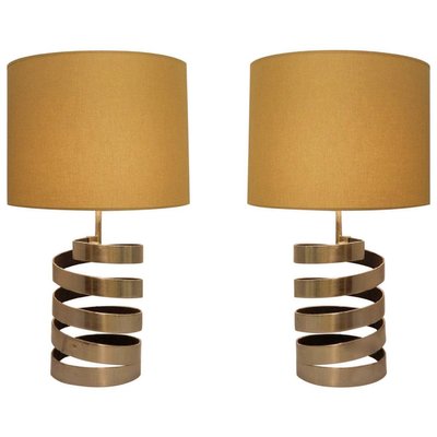 Table Lamps With Helical Base In, Brushed Steel Table Lamps