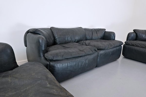 Faux Leather Sofa By Alberto Rosi, Fake Leather Sofa