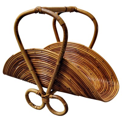 Italian Rattan Log Holder, 1960s for sale at Pamono