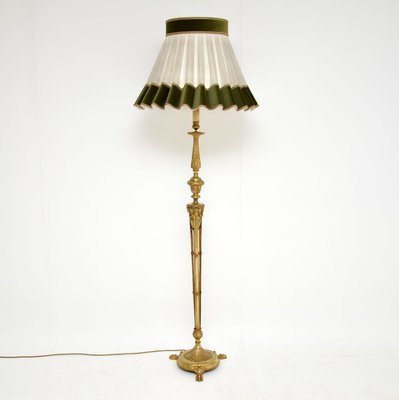 Antique French Neoclassical Gilt Brass, Antique French Brass Floor Lamp
