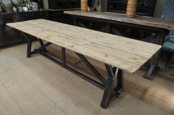Long Dining Table In Fir With Natural, Long Farm Table