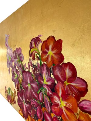 Lilies in the Valley, Grande Peinture Dorée avec Nature Colorée, Palette de  Fleurs, 2020 en vente sur Pamono
