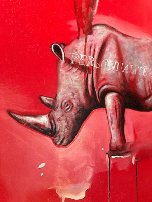 Red Rhino, Contemporary Oil on Canvas, Animal Painting Colorful and  Playful, 2007 for sale at Pamono