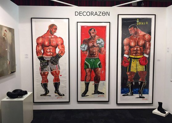 Theogene, Lifesize Boxer Painting, Oil on Paper, 2015 for sale at