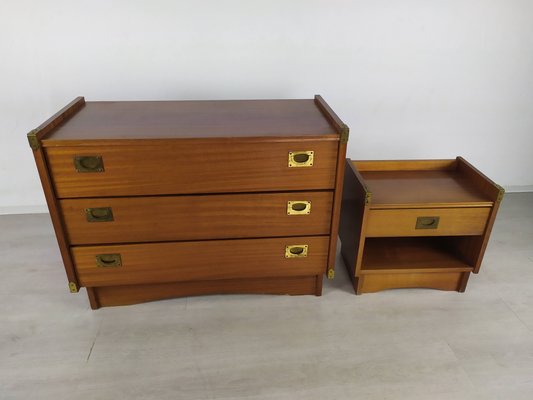 Vintage Chest of Drawers and Bedside Table from Gautier Set of 2