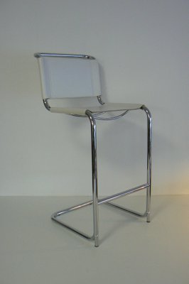 White Leather And Chrome Bar Stool For At Pamono White Leather And Chrome Bar Stool 1