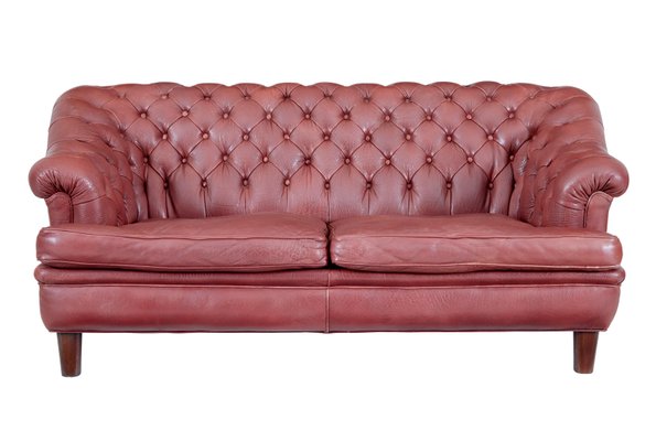 Mid 20th Century Leather Chesterfield, Pink Leather Sofa Set