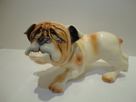 White English Bulldog Standing Dog Japanese Ceramic Porcelain Figurine NEW 