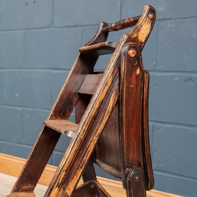 20th Century Metamorphic Oak Library Chair England 1900s for