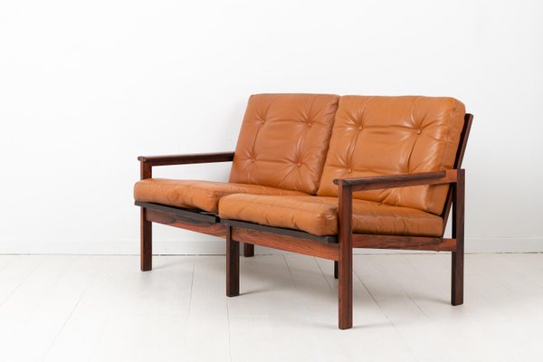 Scandinavian Modern Leather Capella Sofa by Illum Wikkels