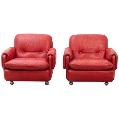 Lombardia Red Leather Armchairs By, Red Leather Sofa Sets