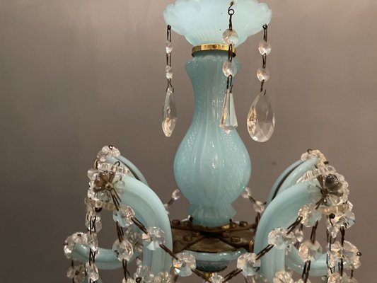 Turquoise Opaline Murano Glass Crystal, Turquoise Murano Glass Chandelier