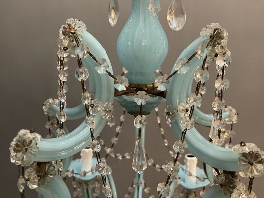 Turquoise Opaline Murano Glass Crystal, Murano Glass Chandelier Crystals